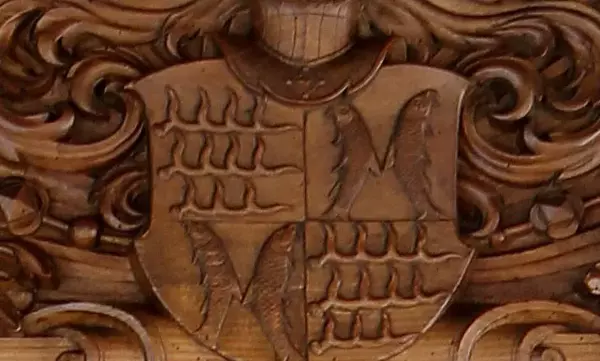 Detailbild des Wappens der Grafen von Württemberg-Mömpelgard in Schloss Urach