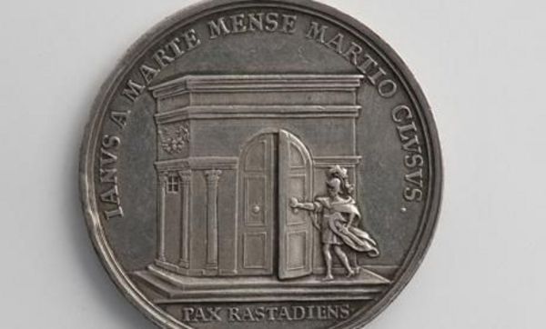 Medaille auf den Frieden von Rastatt (Rückseite), hergestellt von Georg Friedrich Nürnberger 1714